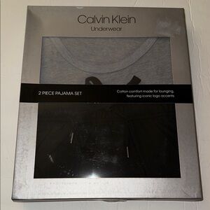 NIB Calvin Klein Men’s Gray/Black 2 Piece Pajama Set Sleeveless Tank & Short  S
